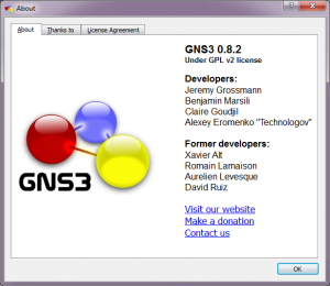 GNS3 About Box