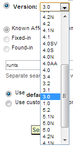 Cisco Bug Toolkit - Version Drop Down