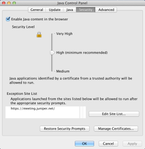 Java Security Tab