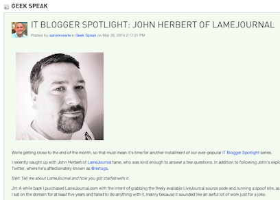 Thwack IT Blogger Spotlight Article