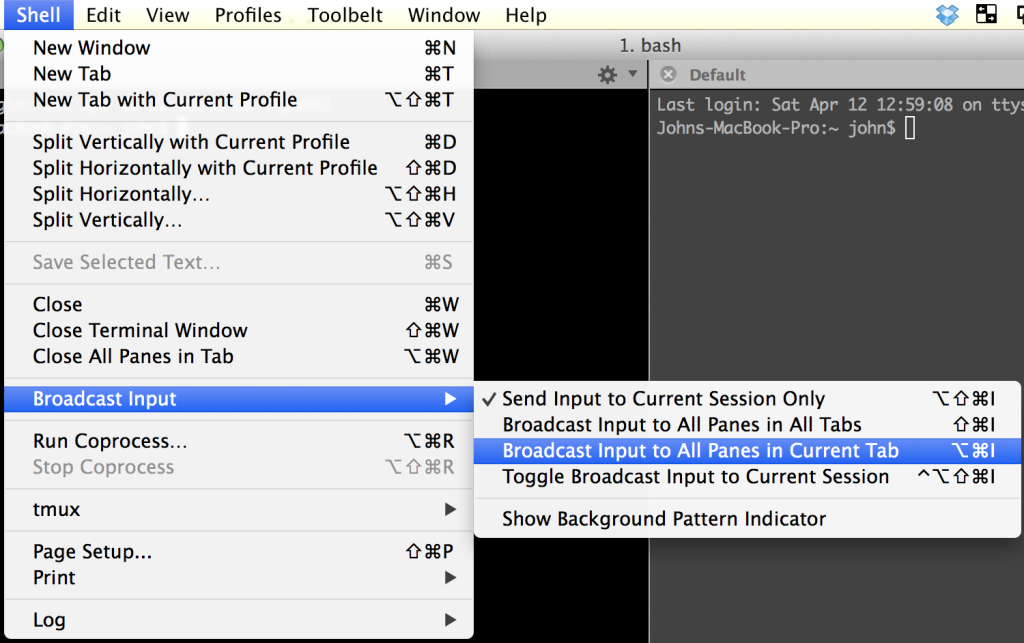 iterm split pane