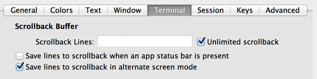 Unlimited Scrollback