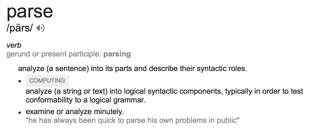 Parsing Definition (Source: google.com)