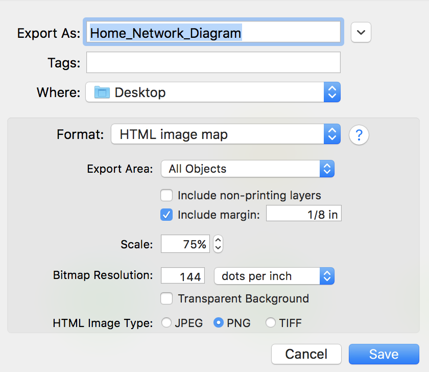 Graffle File Export Dialog