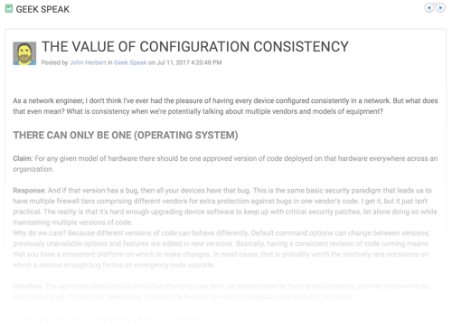 The Value of Configuration Consistency
