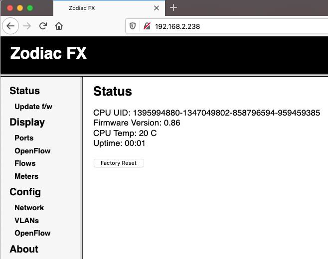 Northbound Networks Zodiac FX Web Interface